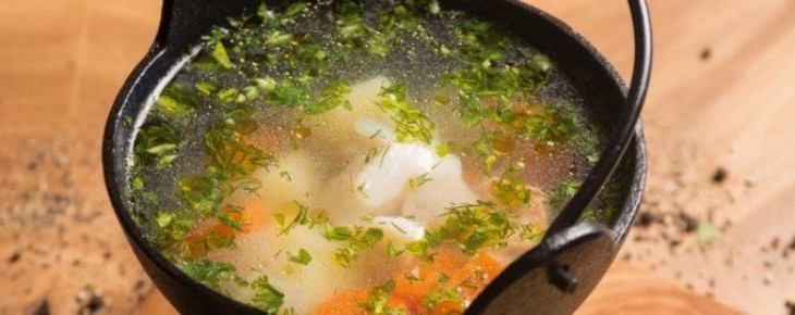 Рыбная шорба с лапшой унаш и шафраном по-огурджалински