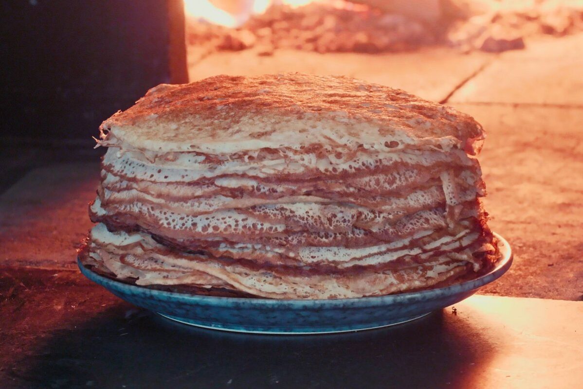 Пышные блины с дырочками